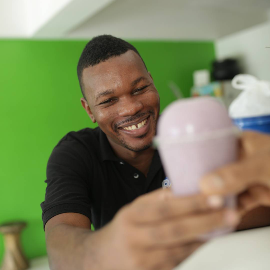 Happy customer enjoying a FORGE shake