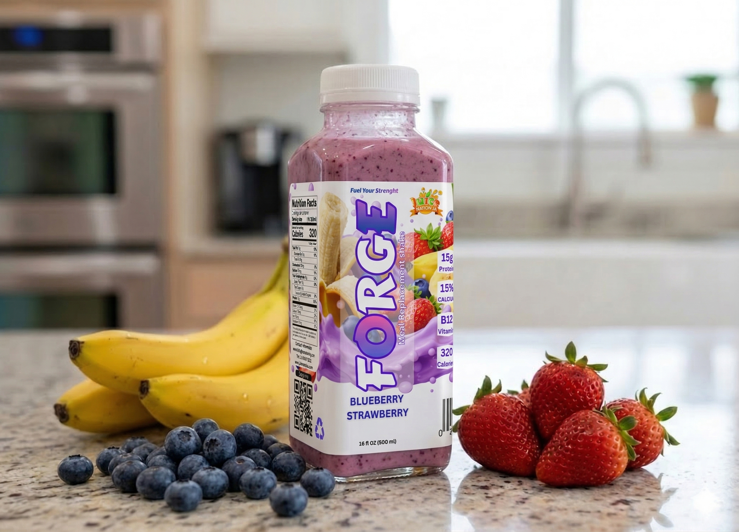 FORGE meal replacement shake bottles arranged in a group